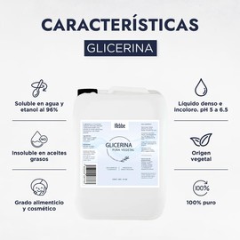 Hebbe - Glicerina Vegetal Pura, Hidratante y Emoliente para Cosméticos, 10 L