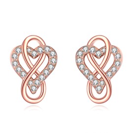 SHEAISRS Infinity Heart Cubic Zirconia Stud Earrings Brilliant Heart Earrings for Women 925 sterling Silver Stud Earrings for Women Wonderful Jewelry for Women Mom Wife Girlfriend