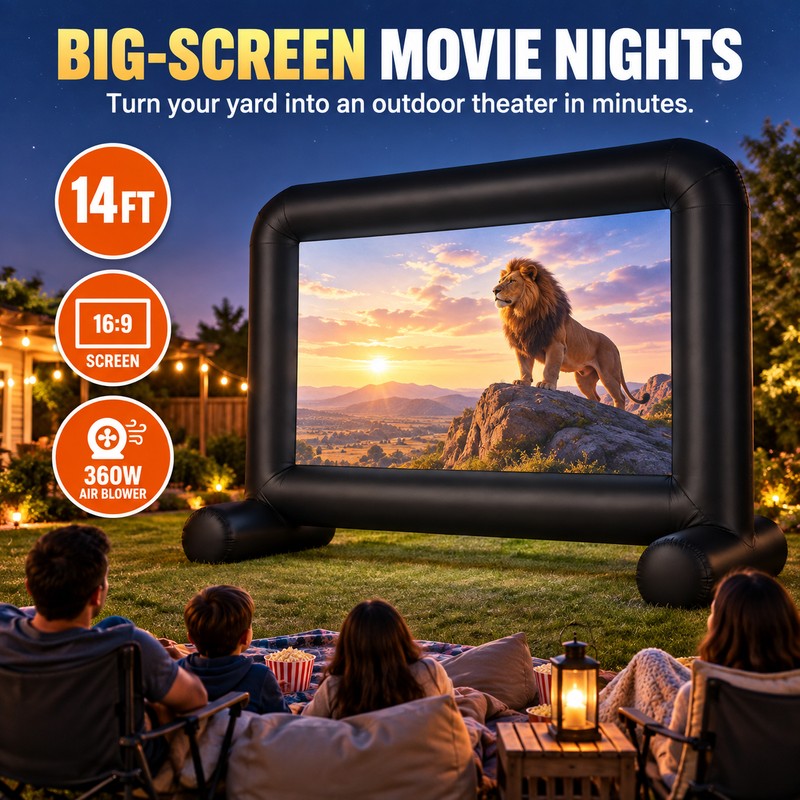 Inflatable Movie Screen for Outdoor Projection – 14FT/24FT Blow-Up Screen