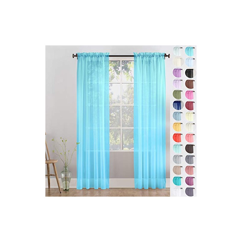 Megachest a pair of slot top voile curtains (Angel Blue,