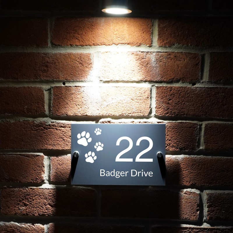 Badgemaster Modern Anthracite House Number Sign Plaque Stainless Steel Standoffs