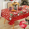 Christmas Red White Table Cloth, Santa & Snow Print Polyester