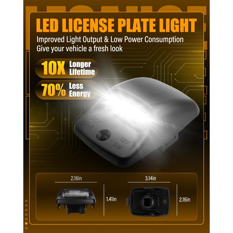 LED License Plate Light Kit for 2005-2015 Toyota Tacoma, 2000-2013