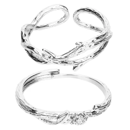 Gatuida 2pcs Rose Couple Ring Rings Couples Jewellery Couples Jewelry Alloy Silver