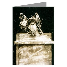 Victorian Santa illustrated in Black and White in a Chimney-Vintage Christmas Holiday Note Boxed Card Set