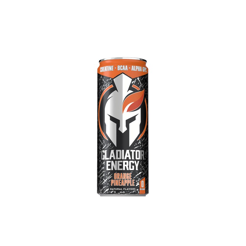 Gladiator Energy Drink, Sugar-Free, 12 Pack, Orange Pineapple, 12oz Cans,