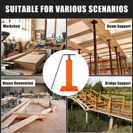 4 Pcs House Floor Jacks for Leveling,11-16" Height Range,9920 lbs to 6860 lbs Height Capacity (Each),Adjustable Support Basement Jack Crawlspace,Telescoping Screw Jacks for Temporary Support,Orange