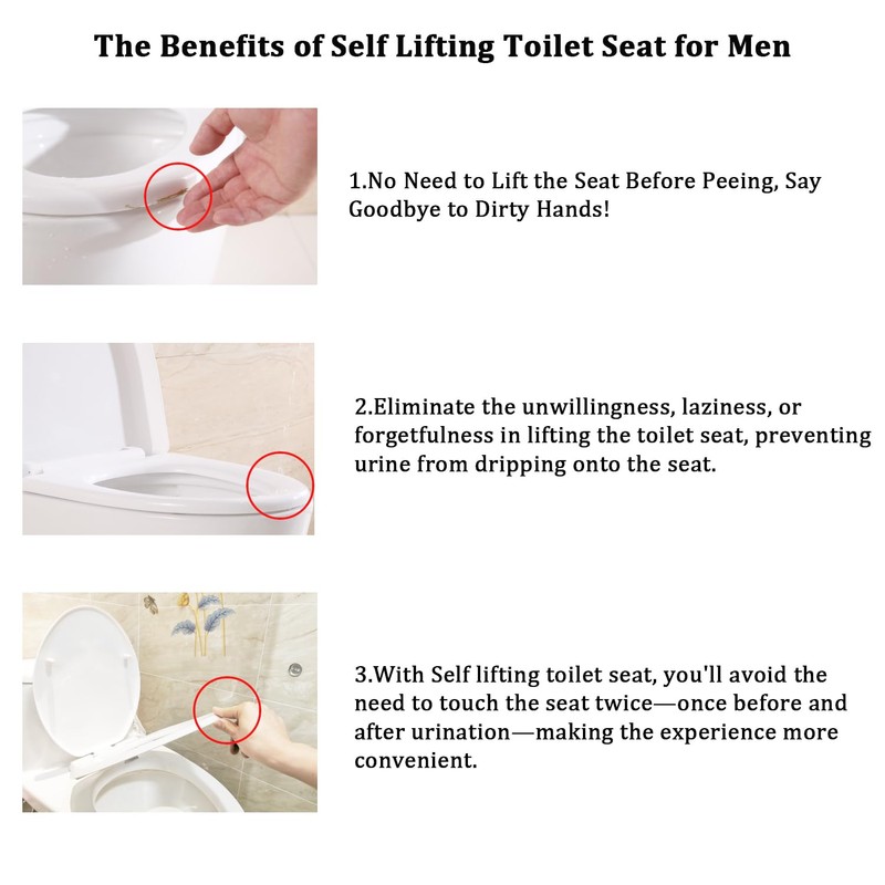 Minixi Self Lifting Toilet Seat, Non Electric,No Cleaning Required,Auto Lifting,Self