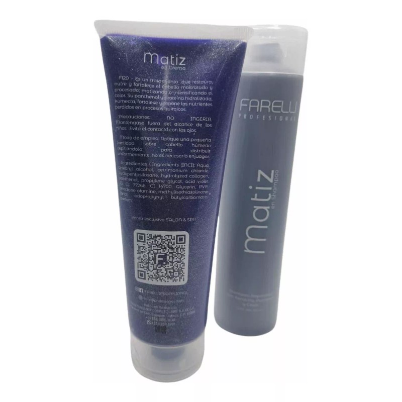 Farelli Kit Shampoo Y Crema Matizador Con Color Keratina Farelli