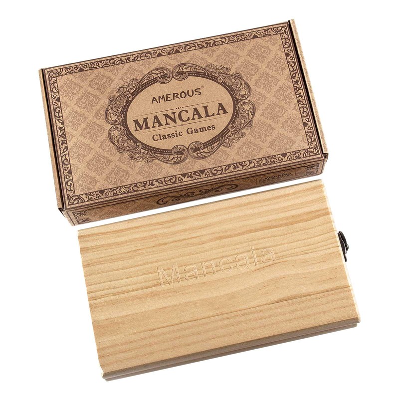 AMEROUS Wooden Mancala Board Game Set - Folding Board -