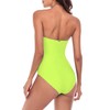 RELLECIGA Women's Neon Green Twist Bandeau One Piece Swimwear Bathing