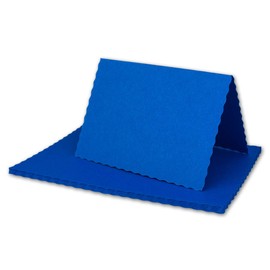 25x folding card set DIN A6 with DIN C6 envelopes - wavy punched Edge - royal blue - 10.5 x 14.8 cm - wave cut card sets
