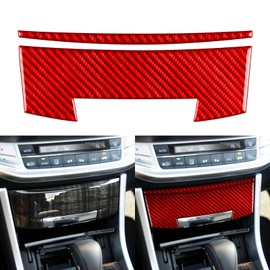 NVCNX Real Premium Carbon Fiber Compatible with Honda 9th Gen Accord 2013 2014 2015 2016 2017 Accessories Car Dash Storage Box Cover Interior Trim Red