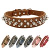 Spiked Studded Dog Collar-Chrome Round Stud Anti-Bite Collar (Brown,L)