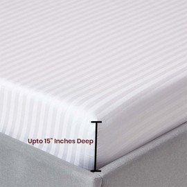 belem 12 Hotel Sheets King Fitted (70”x80”x15”), Extra Soft Bulk Swiss Stripes White Sheets | 1 Dozen Wholesale Pack | Wrinkle, Fade & Stain Resistant – Luxury Hotel Style Sheets