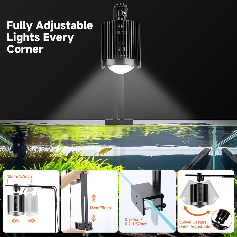 fishkeeper Clip On Aquarium Stream Light with 24/7 Mode(36W)