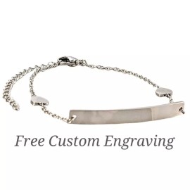 None New Silver Stainless Steel Delicate Heart Chain ID Bracelet