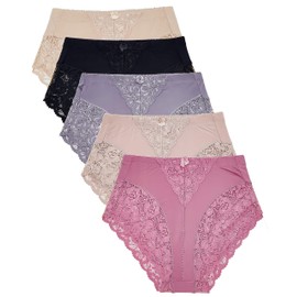 5 Pack Plus Size Underwear Women Light Control Briefs Panties (3XL)