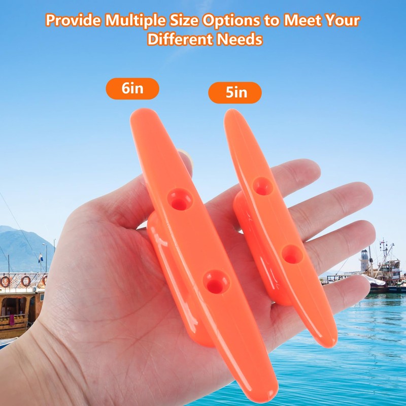 Orange Nylon Boat Cleat 6 Inch, 4 Pack Dock Cleat