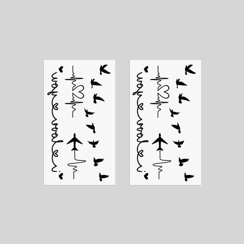 Oottati 2 Sheets Small Tiny Temporary Tattoo Stickers Love you