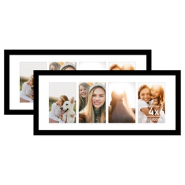 VIOLABBEY 8x20 Collage Picture Frame 2pack,Fits Four 4x6 Photos with Mat or One 8x20 Pictures without Mat for Wall,Picture Frames Collage Wall Decor, 4x6 Picture Frame Collage Black