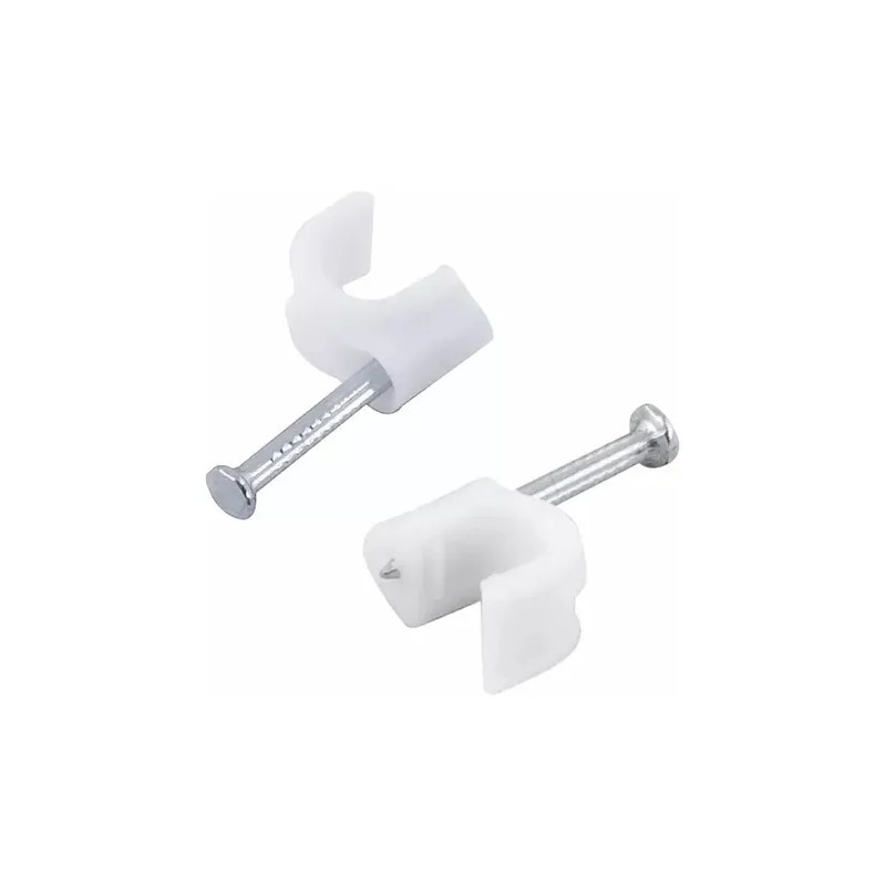 Grapa Para Cable Redondo 12mm Color Blanco 100 Pzs