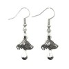 Handmade Dangle Earrings (Mushroom Silver Charm)