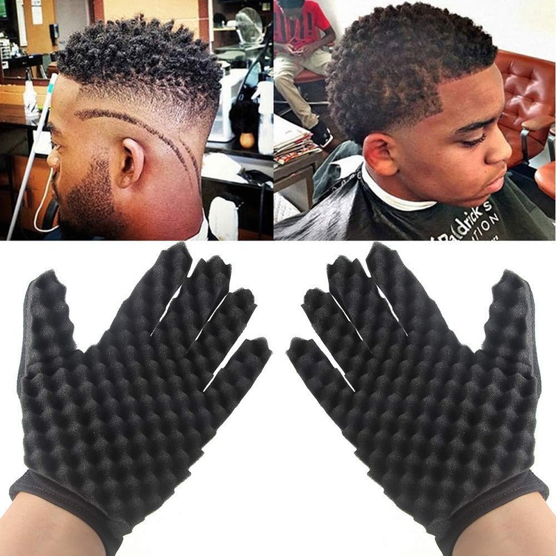 Xfaiz Magic Curly Sponge Gloves Tutorial for Barbiers Wave Black
