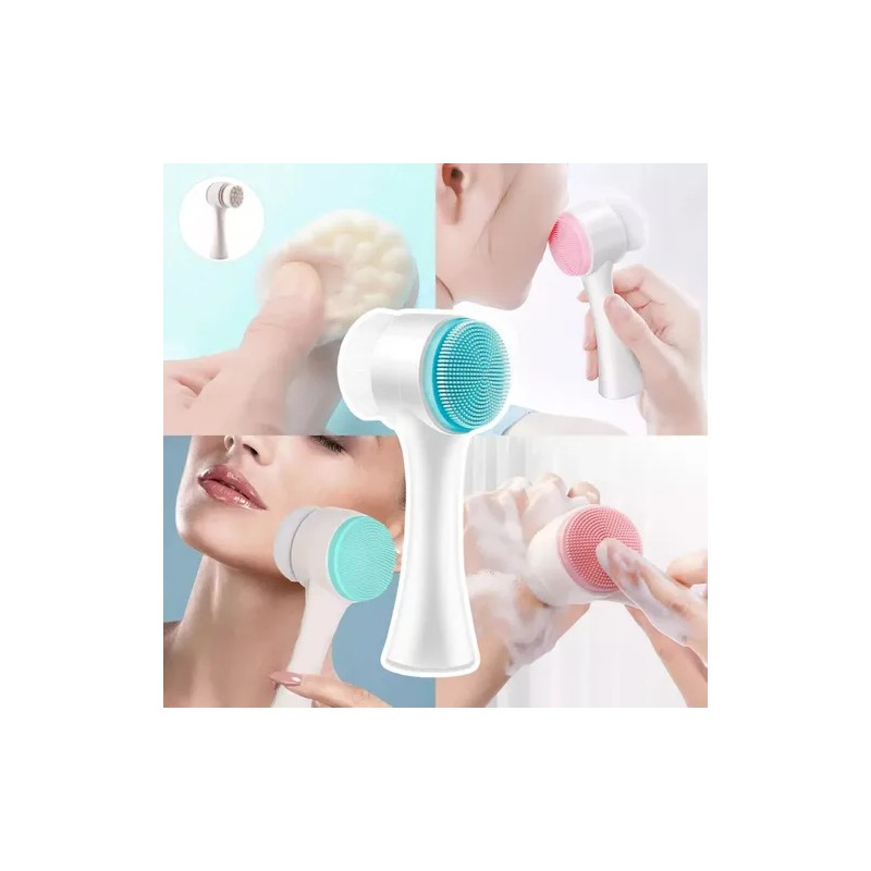 Cepillo Limpieza Facial Doble Cara Manual Exfoliante Skin F