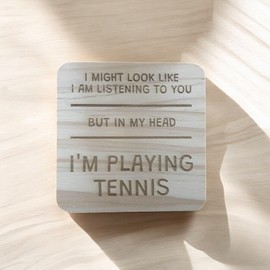 Ashton and Finch Funny Tennis Coaster Laser Engraved Gift Wooden