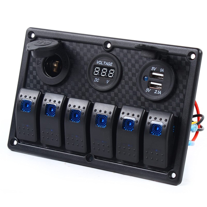 Switch Panel Boat Marine Switch Panel 6 Gang ON-Off Ignition