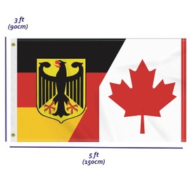 3×5 FT Canada Germany Flag, Large 100D Canadian German Friendship National Outdoor Banner,Deutschland Doube Side Printing Decor For Patio Garden With Brass Gromment