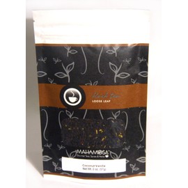 Mahamosa Flavored Black Tea Blend and Tea Filter Set: 2 oz Coconut Vanilla Black Tea, 100 Loose Leaf Tea Filters (Bundle- 2 items)(Tea Ingredients: Black tea, shredded coconut and vanilla bits with coconut and vanilla flavor)