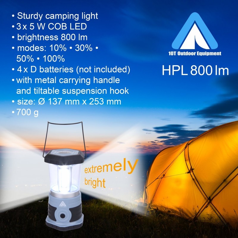 10T Camping Lamp - Bright 800 Lumen COB LED Outdoor