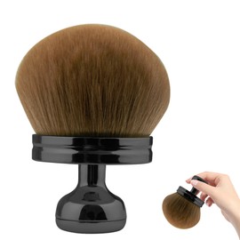 1 Piece Large Make Up Brush Black Handle & Skin Coloured Foundation Brush - for Self-Tanner, Liquid Cheek Colour & Face Cream | Precise Round Shape for Studio Quality Brush Set Makeup
