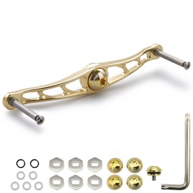 HEIGHTEN 3.5/4.5/5.1 inches (88/115/130 mm) Bait Reel Handle (No Knob), 4 Colors, 70 Aviation Aluminum, For Shimano Daiwa Abu or Lucia Bait Reel (Gold, 5.1 inches (130 mm) (48)