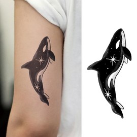 Celestial Orca Whale Semi Permanent Temporary Tattoo Unisex Adults