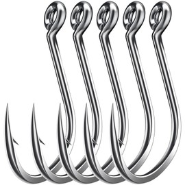 50PCS Sharp Barbed Fishing Hooks, High-Carbon Steel Ultra-Strong, Single Size with Hole for Easy Tying, Secure Portable Box Included – Ideal for Bank Fishing, Lure Fishing & All Conditions (4#)