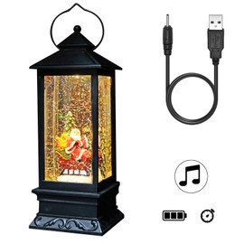 DRomance Nativity Music Snow Globe Lantern with Timer Battery Operated & USB Powered Lighted Singing Snow Globe Lamp Spinning Water Swirling Glitters Christmas Decor 4" x 4" x 12"