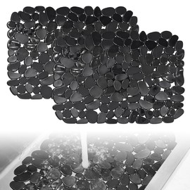 2 Pack Sink Protector Mat 40 * 30cm Kitchen Sink Protector Mat 12.5 * 15.7in Cut-to-Fit Draining Sink Mats Fast Draining Dish Drying Mat for Ceramic or Stainless Steel Sinks (Black Translucent)