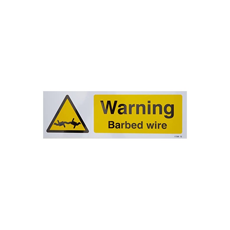 Caledonia Signs 11720G Warning Barbed Wire Sign, Rigid Plastic, G: