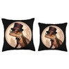 Monocle Wearing Lizard with Top Hat Design Throw Pillow