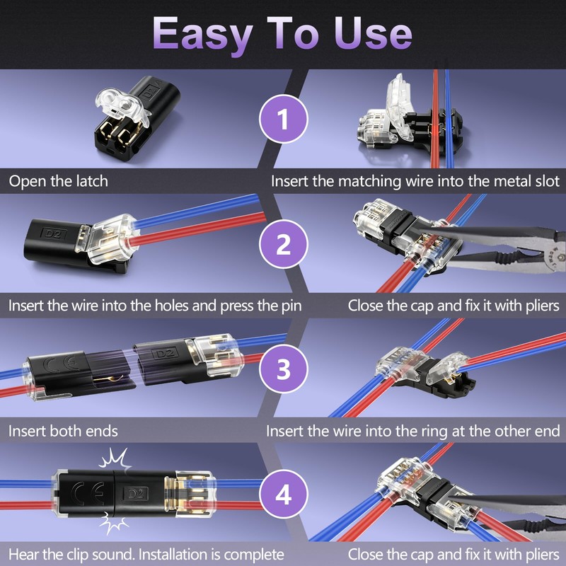 50 Pack Quick Wire Connectors Kit (40 D2 & 10