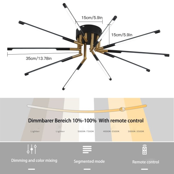 SENDERPICK Ceiling Light Led Chandelier Ceiling Lamp Fixture Dimmable Lamp