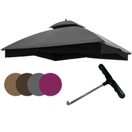 EasyLee 10x12 Replacement Canopy Top Cover for Lowe's Allen Roth GF-12S004B-1 Gazebo with T-Hook,Gray