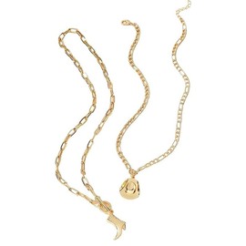 Women's Cowgirl Hat Boots Pendant Necklace Chunky Chain Jewelry (One size, Golden)