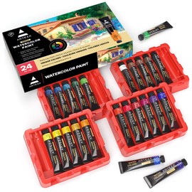 ARTEZA Watercolor Paint Set, 24 Colors in 12 ml/0.4 US fl oz Watercolor Tubes, Non-Toxic Water Color Paint for Adults