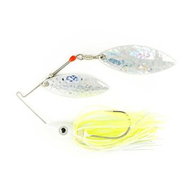 Nichols Lures SG1565-38 Pulsator Shattered Glass Spinnerbait, White & Chartreuse Silver, 3/8oz, White & Chartreuse Silver