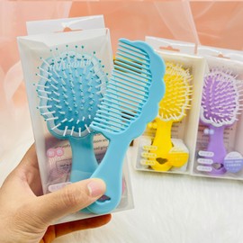Mini Wet Hair Brush,Small Cute Hair Comb 2 Piece Cloud shaped Hair Brush Combs Set For Women Girls Kids,Travel Shower Detangling Comb Massage HairBrush with Air Cushion for Dry,Wet Hair (Blue)