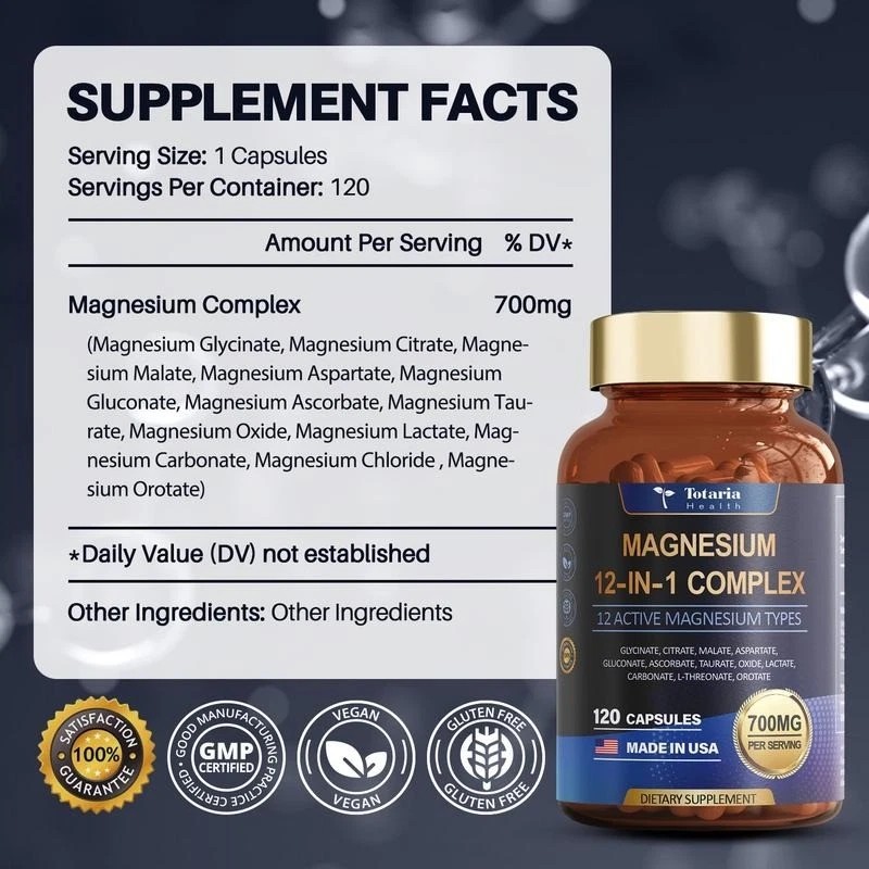 3Pack Totaria Magnesium 12 in 1 Complex 700mg - Glycinate